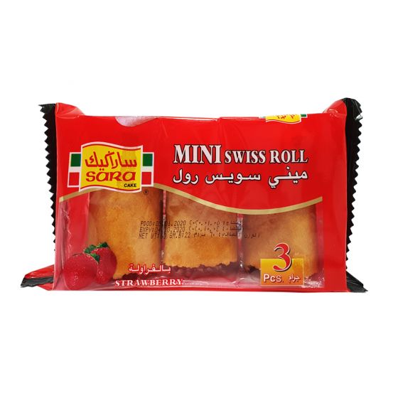 SARA 3 MINI ROLL STRAWBERY 60GM